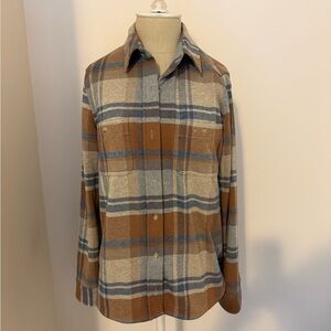 Faherty Legend Shirt in Brown and Blue Plaid